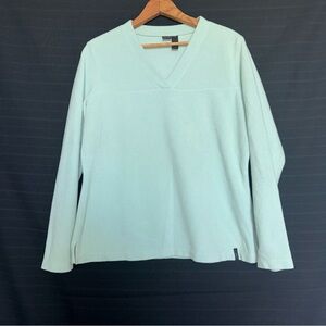 REI Womens mint green v neck pullover sweatshirt fleece long sleeve large